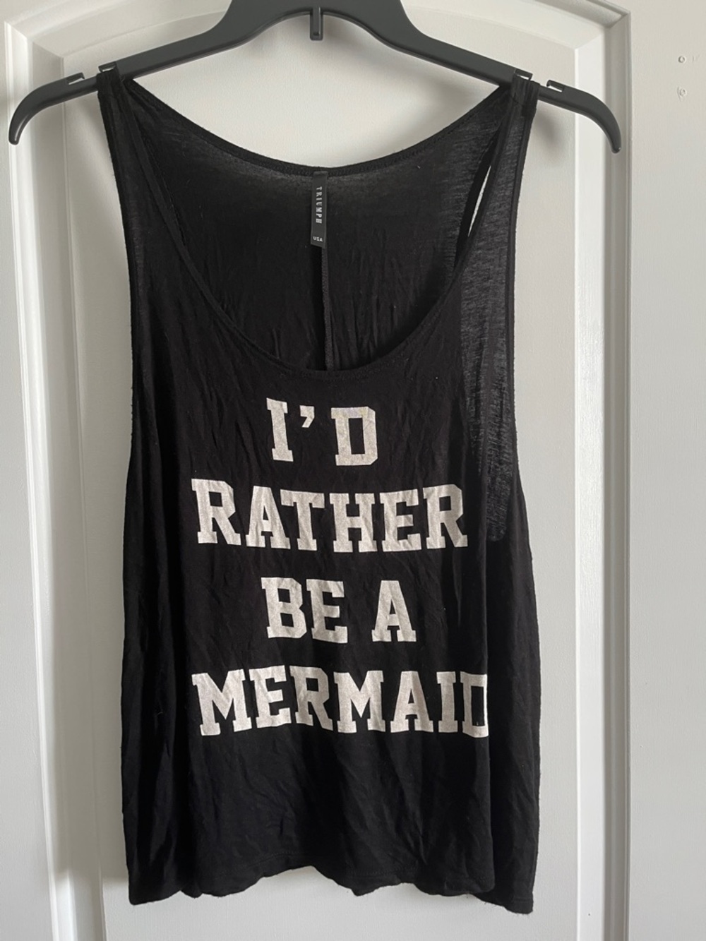 Graphic Black Tank Top "I'd Rather Be A Mermaid"